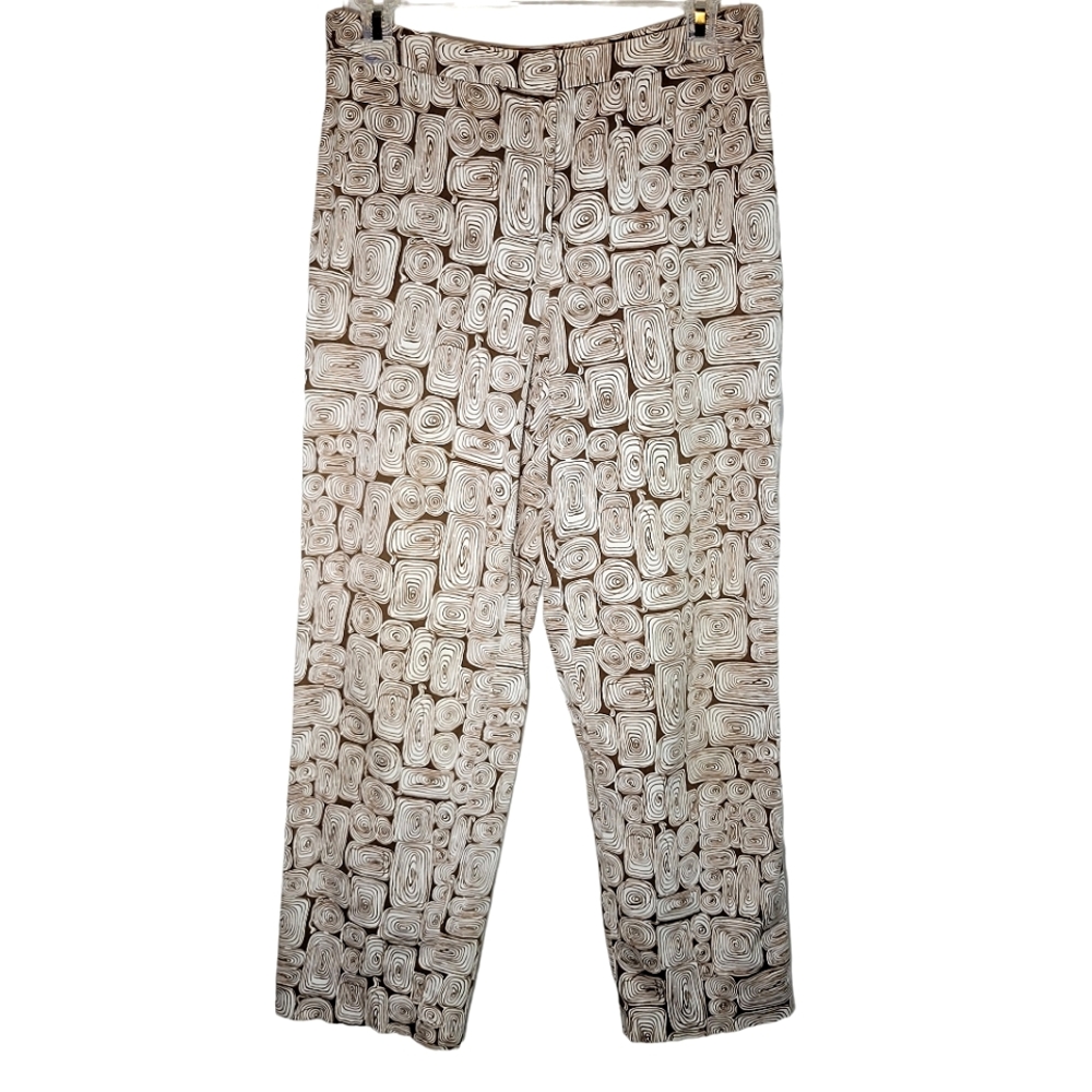 Talbots brown retro pattern tapered leg pants Size 6